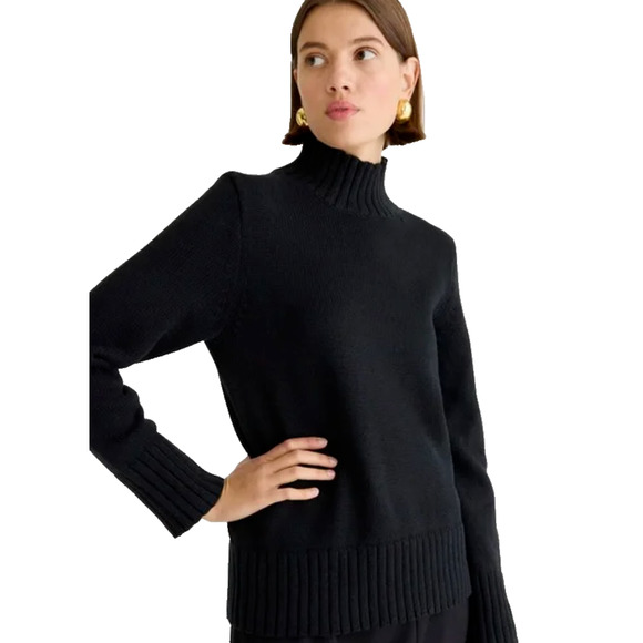 J. Crew Sweaters - J.CREW Sweater Womens Small Black Cotton Turtleneck Pullover Preppy Capsule